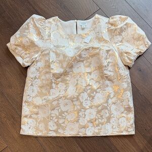 J. Crew Cream and Gold Floral Women’s Blouse Small NWT C12-027